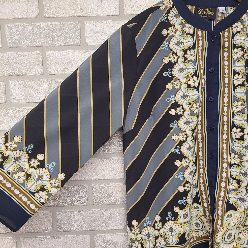 Bob Mackie Striped Pattern Button Down Tunic Size… - image 2